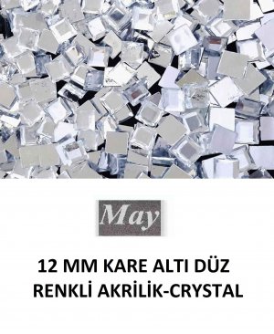 12 MM KARE ALTI DÜZ RENKLİ AKRİLİK-CRYSTAL