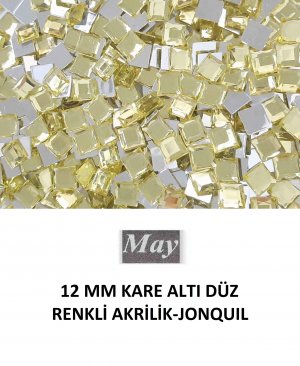 12 MM KARE ALTI DÜZ RENKLİ AKRİLİK-JONQUIL