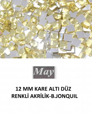 12 MM KARE ALTI DÜZ RENKLİ AKRİLİK-B.JONQUIL