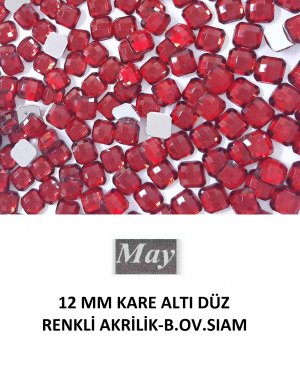 12 MM KARE ALTI DÜZ RENKLİ AKRİLİK-B.OV.SIAM