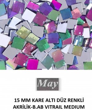 15 MM KARE ALTI DÜZ RENKLİ AKRİLİK-B.AB VITRAIL MEDIUM