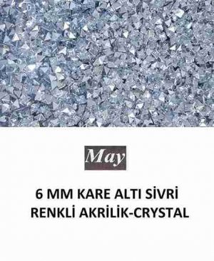 6 MM KARE ALTI SİVRİ RENKLİ AKRİLİK-CRYSTAL
