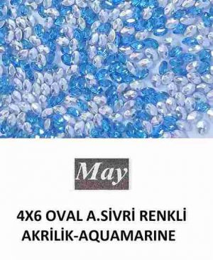 4X6 OVAL ALTI SİVRİ RENKLİ AKRİLİK-AQUAMARINE