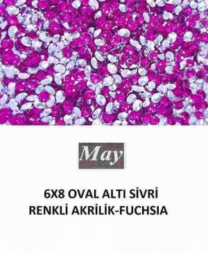 6X8 OVAL ALTI SİVRİ RENKLİ AKRİLİK-FUCHSIA