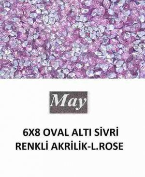 6X8 OVAL ALTI SİVRİ RENKLİ AKRİLİK-LIGHT ROSE