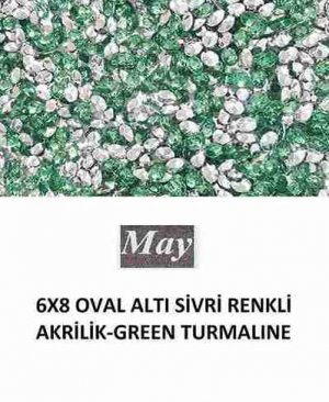 6X8 OVAL ALTI SİVRİ RENKLİ AKRİLİK-GREEN TURMALINE