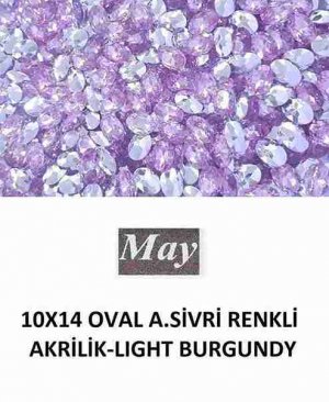 10X14 OVAL ALTI SİVRİ RENKLİ AKRİLİK-LIGHT BURGUNDY