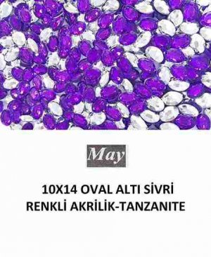 10X14 OVAL ALTI SİVRİ RENKLİ AKRİLİK-TANZANITE
