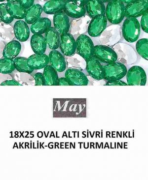 18X25 OVAL ALTI SİVRİ RENKLİ AKRİLİK-GREEN TURMALINE