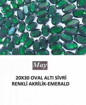 20X30 OVAL ALTI SİVRİ RENKLİ AKRİLİK-EMERALD
