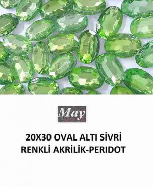20X30 OVAL ALTI SİVRİ RENKLİ AKRİLİK-PERIDOT