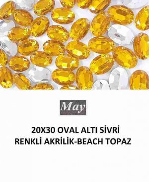 20X30 OVAL ALTI SİVRİ RENKLİ AKRİLİK-BEACH TOPAZ