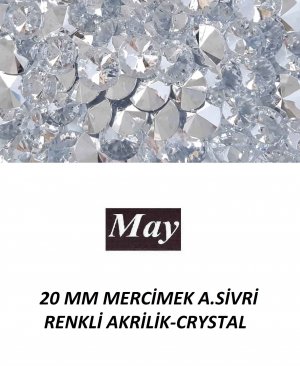20 MM MERCİMEK ALTI SİVRİ RENKLİ AKRİLİK-CRYSTAL