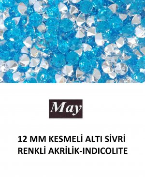 12 MM KESMELİ ALTI SİVRİ RENKLİ AKRİLİK-INDICOLITE