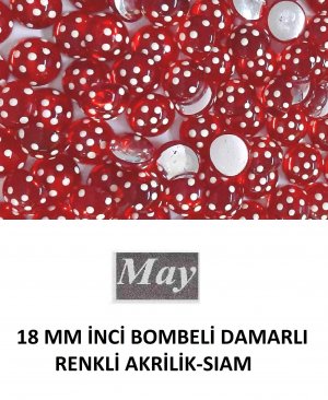 18 MM İNCİ BOMBELİ DAMARLI RENKLİ AKRİLİK-SIAM