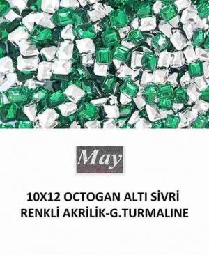 10X12 OCTOGAN ALTI SİVRİ RENKLİ AKRİLİK-GREEN TURMALINE