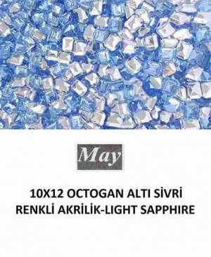 10X12 OCTOGAN ALTI SİVRİ RENKLİ AKRİLİK-LIGHT SAPPHIRE