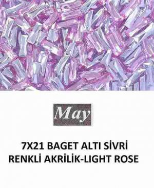 7X21 BAGET ALTI SİVRİ RENKLİ AKRİLİK-LIGHT ROSE