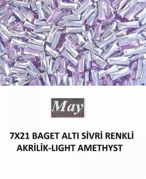 7X21 BAGET ALTI SİVRİ RENKLİ AKRİLİK-LIGHT AMETHYST