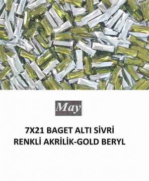 7X21 BAGET ALTI SİVRİ RENKLİ AKRİLİK-GOLD BERYL