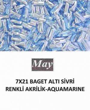 7X21 BAGET ALTI SİVRİ RENKLİ AKRİLİK-AQUAMARINE
