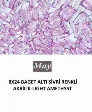 8X24 BAGET ALTI SİVRİ RENKLİ AKRİLİK-LIGHT AMETHYST
