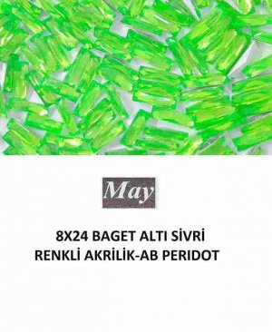 8X24 BAGET ALTI SİVRİ RENKLİ AKRİLİK-AB PERIDOT