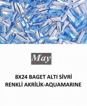 8X24 BAGET ALTI SİVRİ RENKLİ AKRİLİK-AQUAMARINE