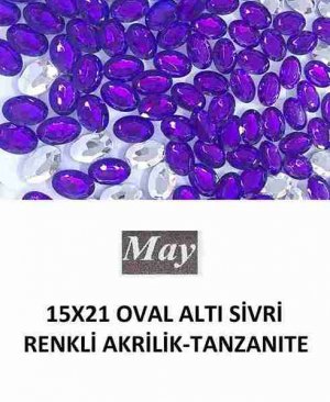 15X21 OVAL ALTI SİVRİ RENKLİ AKRİLİK-TANZANITE