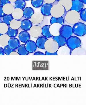 20 MM YUVARLAK KESMELİ ALTI DÜZ RENKLİ AKRİLİK-CAPRI BLUE