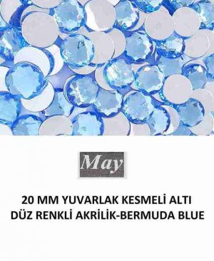 20 MM YUVARLAK KESMELİ ALTI DÜZ RENKLİ AKRİLİK-BERMUDA BLUE