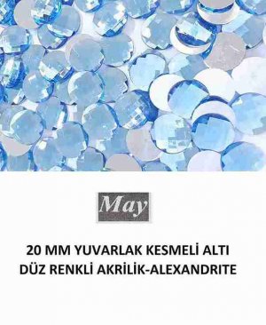 20 MM YUVARLAK KESMELİ ALTI DÜZ RENKLİ AKRİLİK-ALEXANDRITE