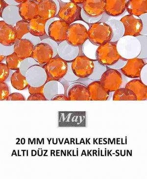 20 MM YUVARLAK KESMELİ ALTI DÜZ RENKLİ AKRİLİK-SUN