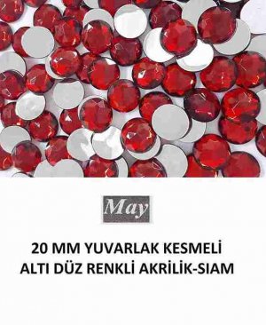 20 MM YUVARLAK KESMELİ ALTI DÜZ RENKLİ AKRİLİK-SIAM
