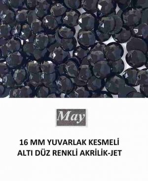 16 MM YUVARLAK KESMELİ ALTI DÜZ RENKLİ AKRİLİK-JET