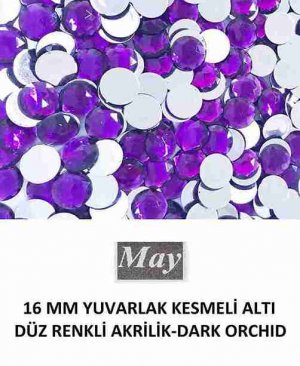 16 MM YUVARLAK KESMELİ ALTI DÜZ RENKLİ AKRİLİK-DARK ORCHID