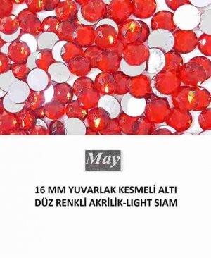 16 MM YUVARLAK KESMELİ ALTI DÜZ RENKLİ AKRİLİK-LIGHT SIAM