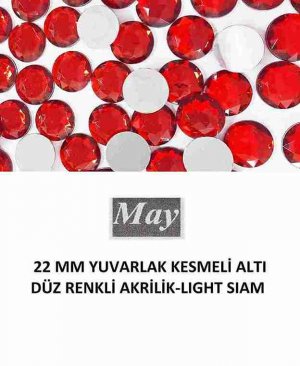 22 MM YUVARLAK KESMELİ ALTI DÜZ RENKLİ AKRİLİK-LIGHT SIAM