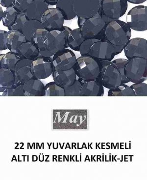 22 MM YUVARLAK KESMELİ ALTI DÜZ RENKLİ AKRİLİK-JET