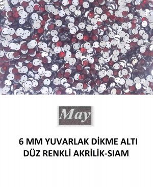 6 MM YUVARLAK DİKME ALTI DÜZ RENKLİ AKRİLİK-SIAM