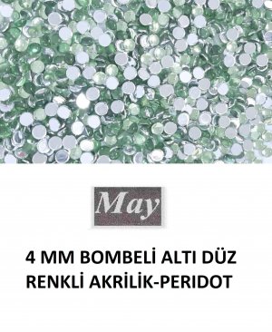4 MM BOMBELİ ALTI DÜZ RENKLİ AKRİLİK-PERIDOT