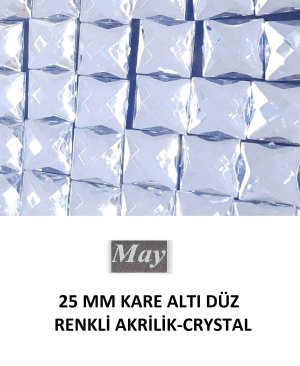 25 MM KARE ALTI DÜZ RENKLİ AKRİLİK-CRYSTAL