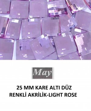 25 MM KARE ALTI DÜZ RENKLİ AKRİLİK-LIGHT ROSE