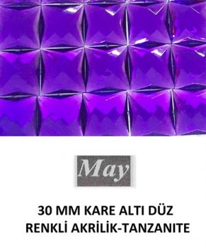 30 MM KARE ALTI DÜZ RENKLİ AKRİLİK-TANZANITE