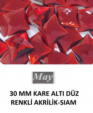 30 MM KARE ALTI DÜZ RENKLİ AKRİLİK-SIAM