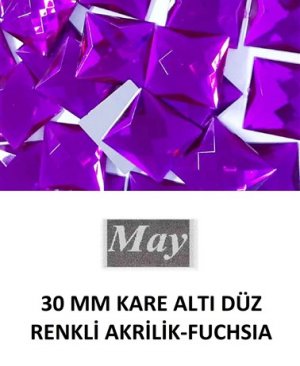 30 MM KARE ALTI DÜZ RENKLİ AKRİLİK-FUCHSIA