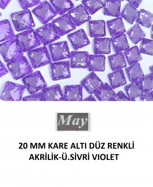 30 MM KARE ALTI DÜZ RENKLİ AKRİLİK-VIOLET