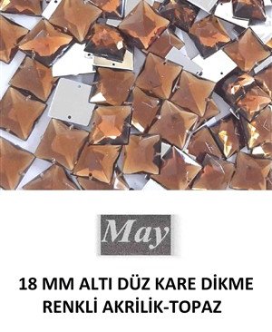 18 MM ALTI DÜZ KARE DİKME RENKLİ AKRİLİK-TOPAZ