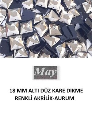 18 MM ALTI DÜZ KARE DİKME RENKLİ AKRİLİK-AURUM