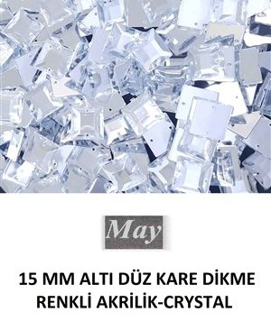 15 MM ALTI DÜZ KARE DİKME RENKLİ AKRİLİK-CRYSTAL
